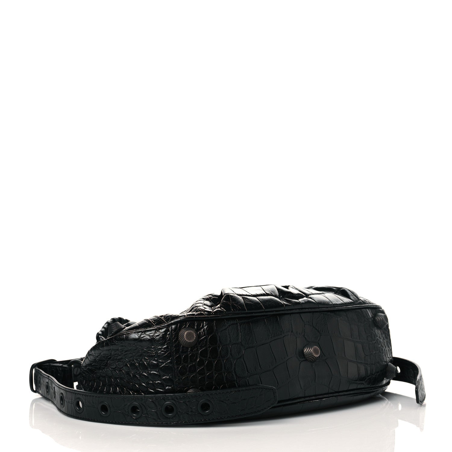 Balenciaga Extra Supple Calfskin Crocodile Embossed Monochrome Small Le Cagole Shoulder Bag Black 5 of 10