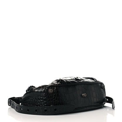 Balenciaga Extra Supple Calfskin Crocodile Embossed Monochrome Small Le Cagole Shoulder Bag Black 5 of 10