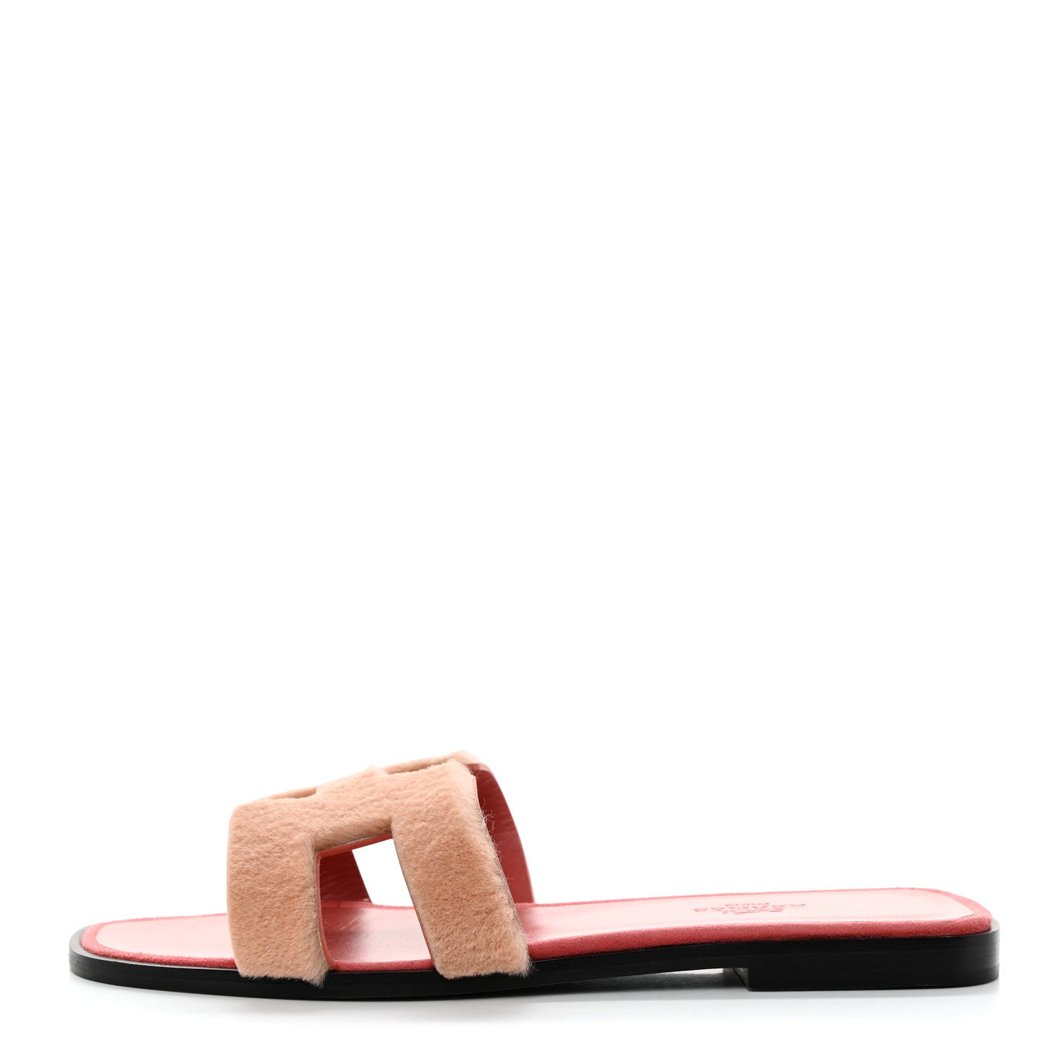 Hermes Mink Fur Oran Sandals 37 Blush Gris Fume 1 of 8