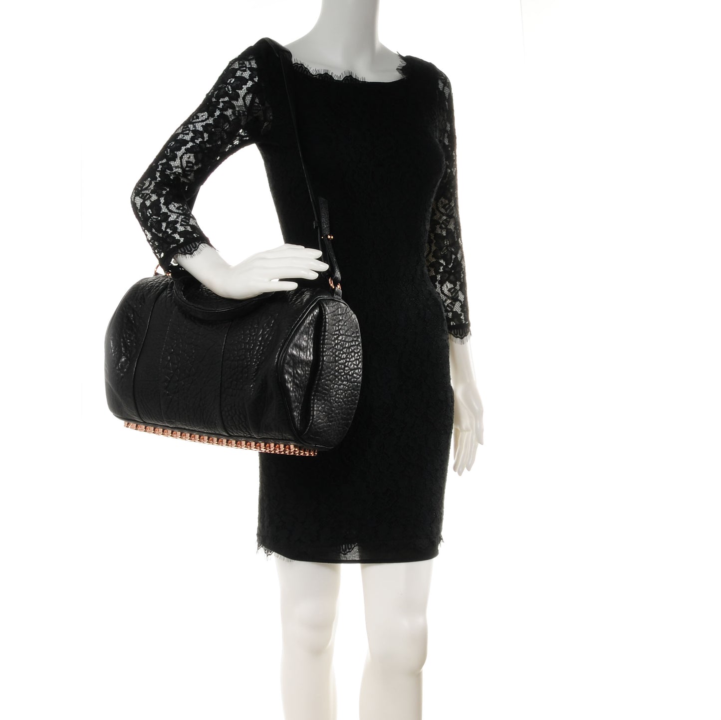 Pebbled Leather Rocco Black w Rose Gold Hardware