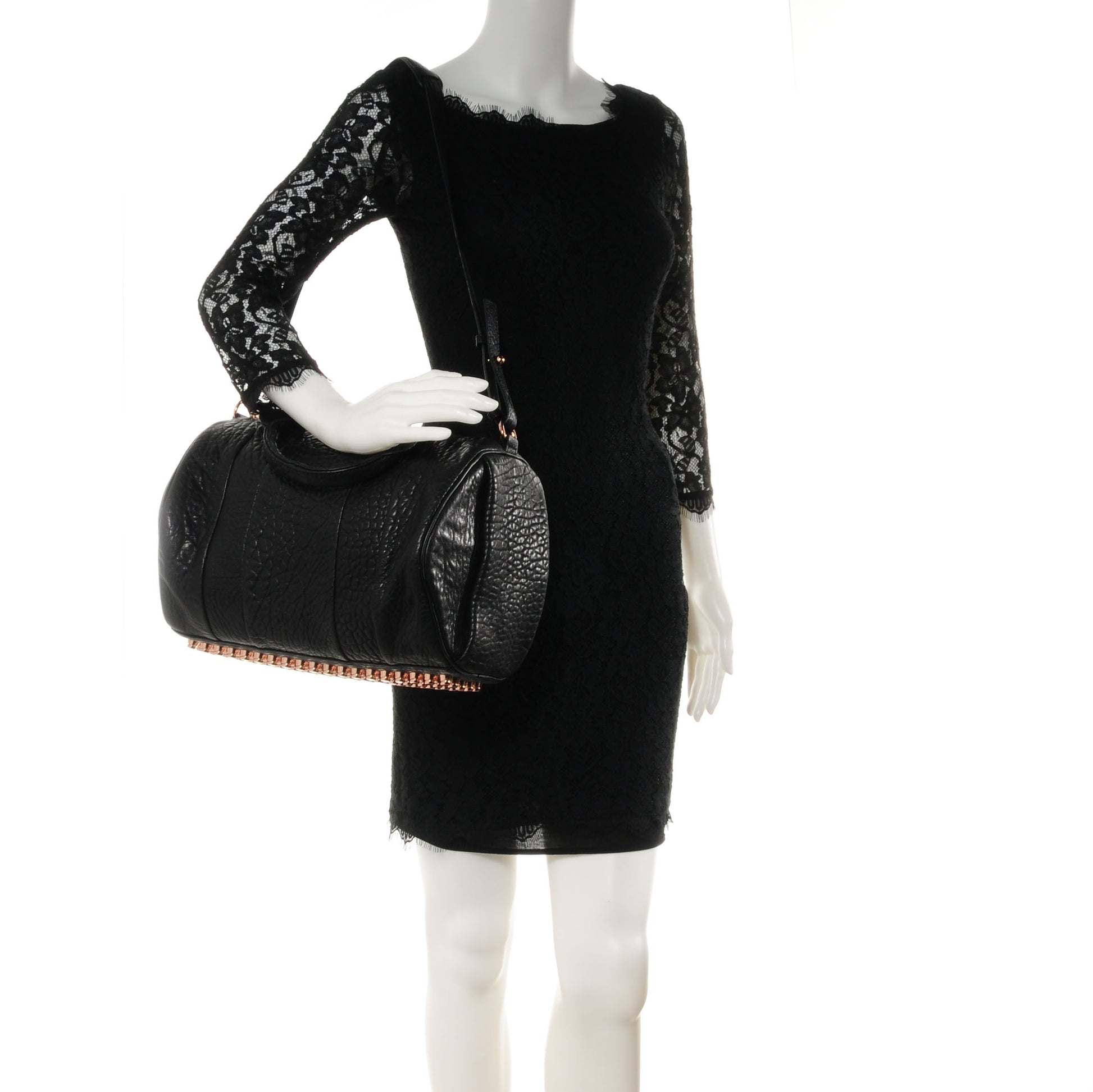 Alexander Wang Pebbled Leather Rocco Black w Rose Gold Hardware 2 of 6