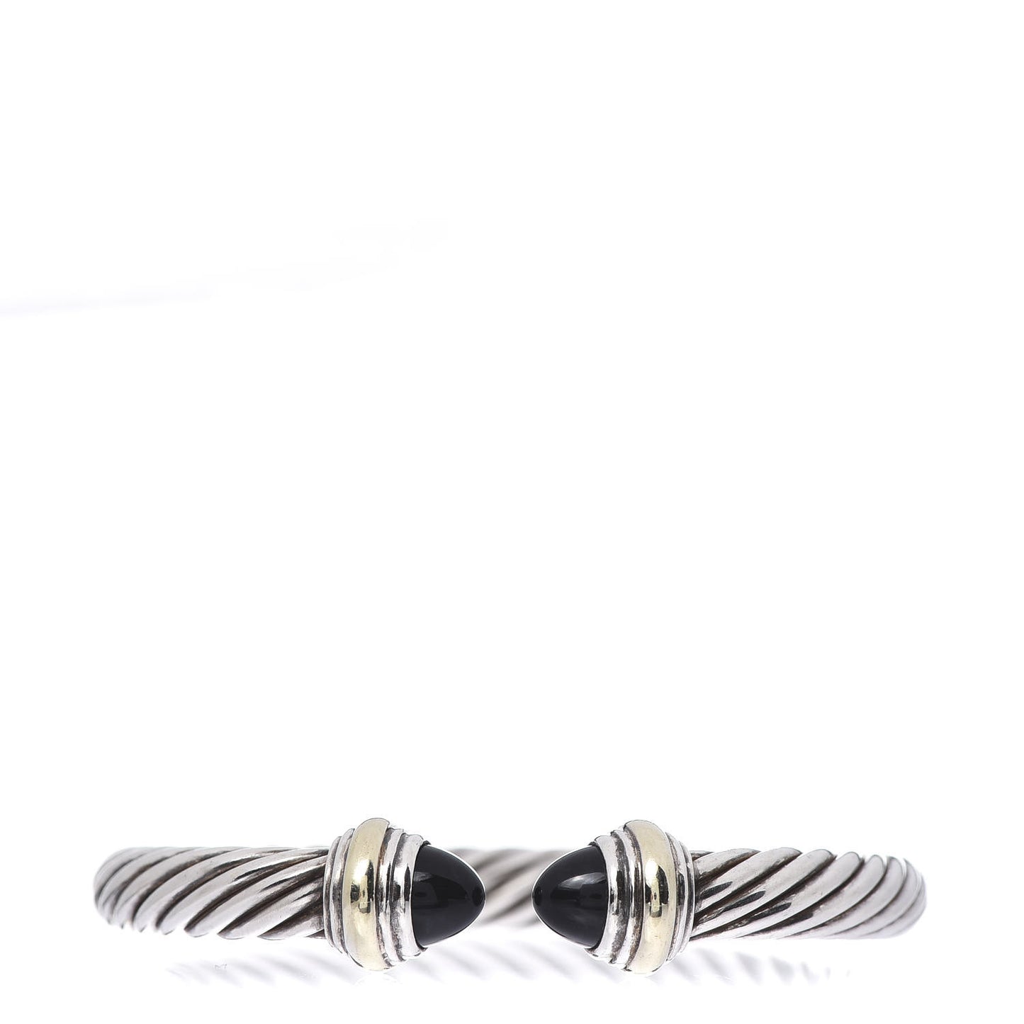 Sterling Silver 14K Yellow Gold Black Onyx 7mm Cable Classics Bracelet