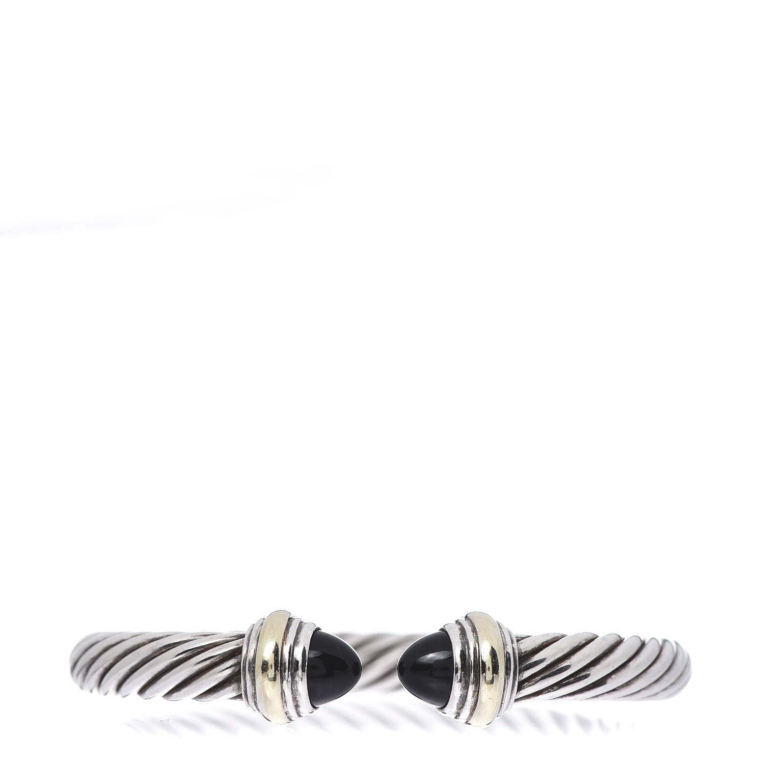 David Yurman Sterling Silver 14K Yellow Gold Black Onyx 7mm Cable Classics Bracelet 1 of 4