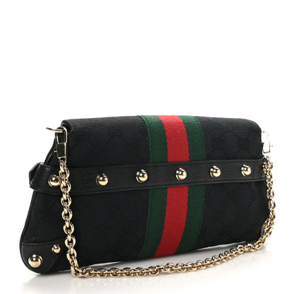 Gucci Monogram Web Horsebit Chain Clutch Black 3 of 10