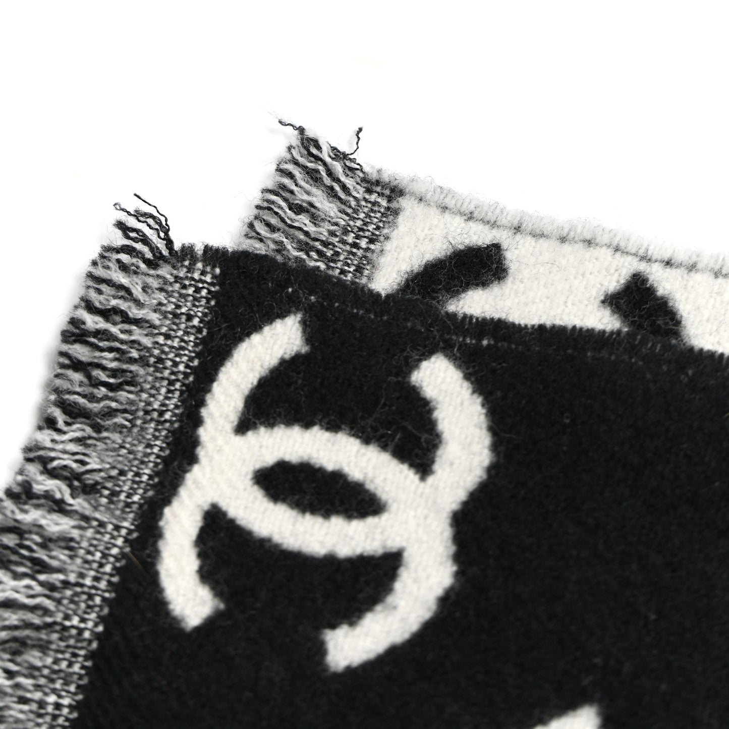 Wool Cashmere CC Scarf Black White