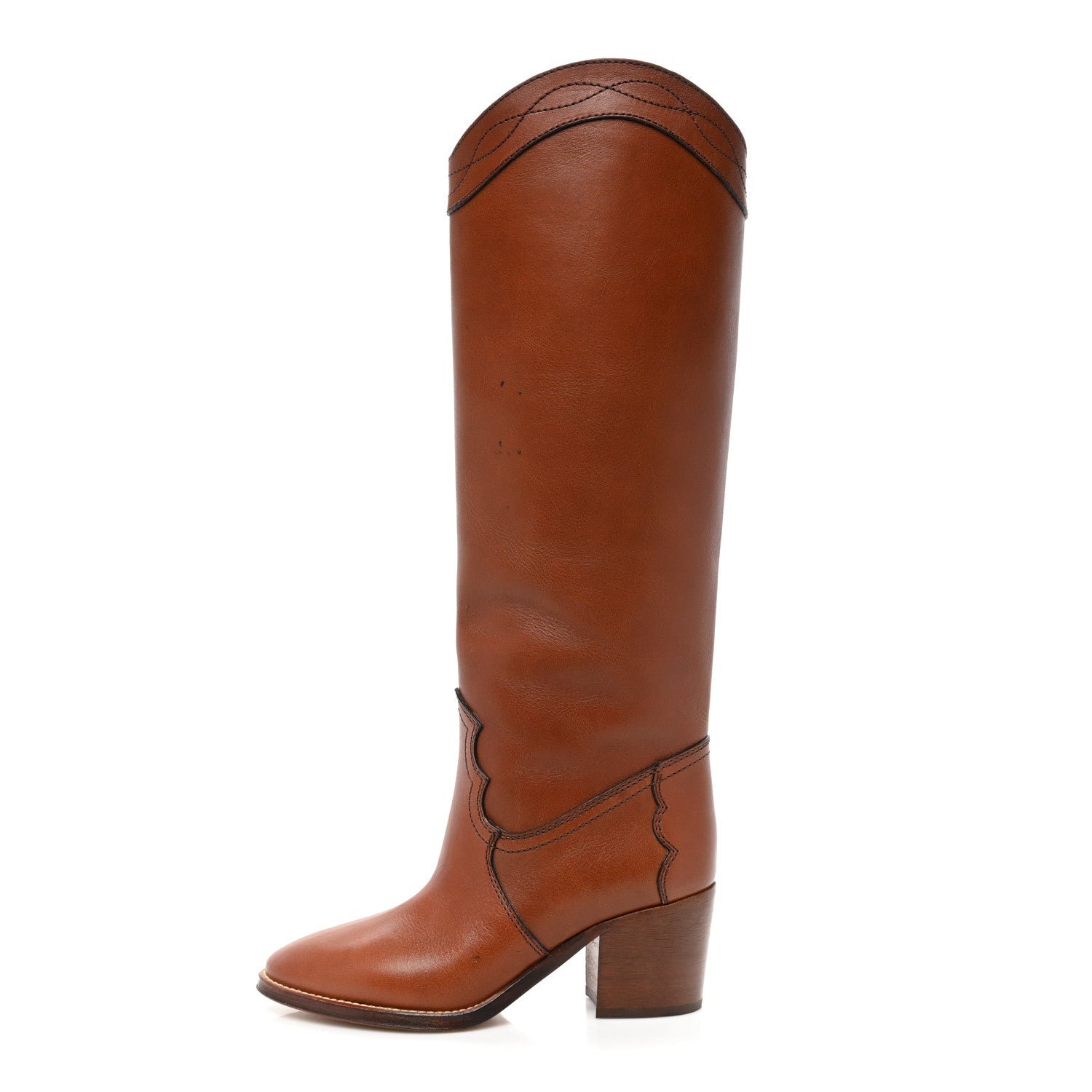 Saint Laurent Calfskin Kate 60 Western Knee High Boots 36 New Papaya. 1 of 14
