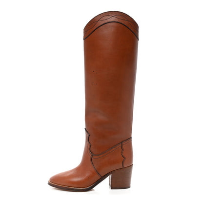 Saint Laurent Calfskin Kate 60 Western Knee High Boots 36 New Papaya. 1 of 14