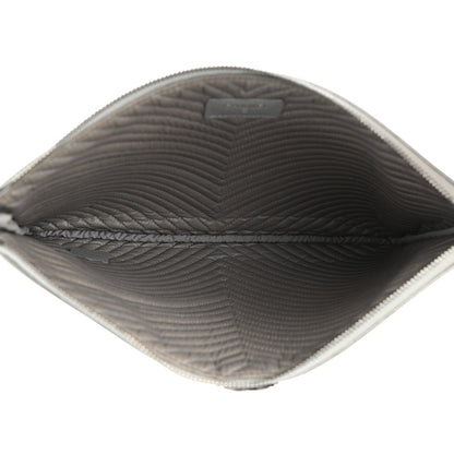 Chanel Metallic Caviar Chevron Quilted Medium Boy Cosmetic Case Silver 5 of 9