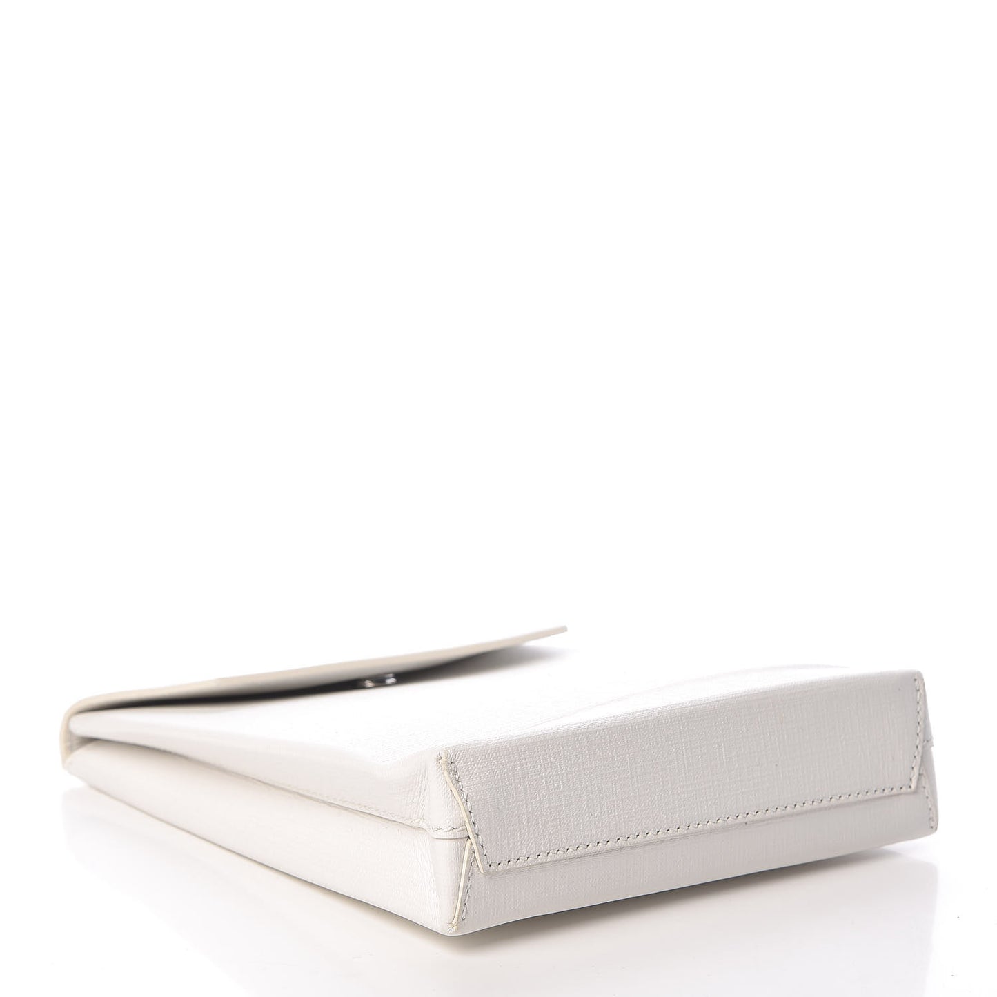 Squared Calfskin Logo Shopping Envelope Clutch White