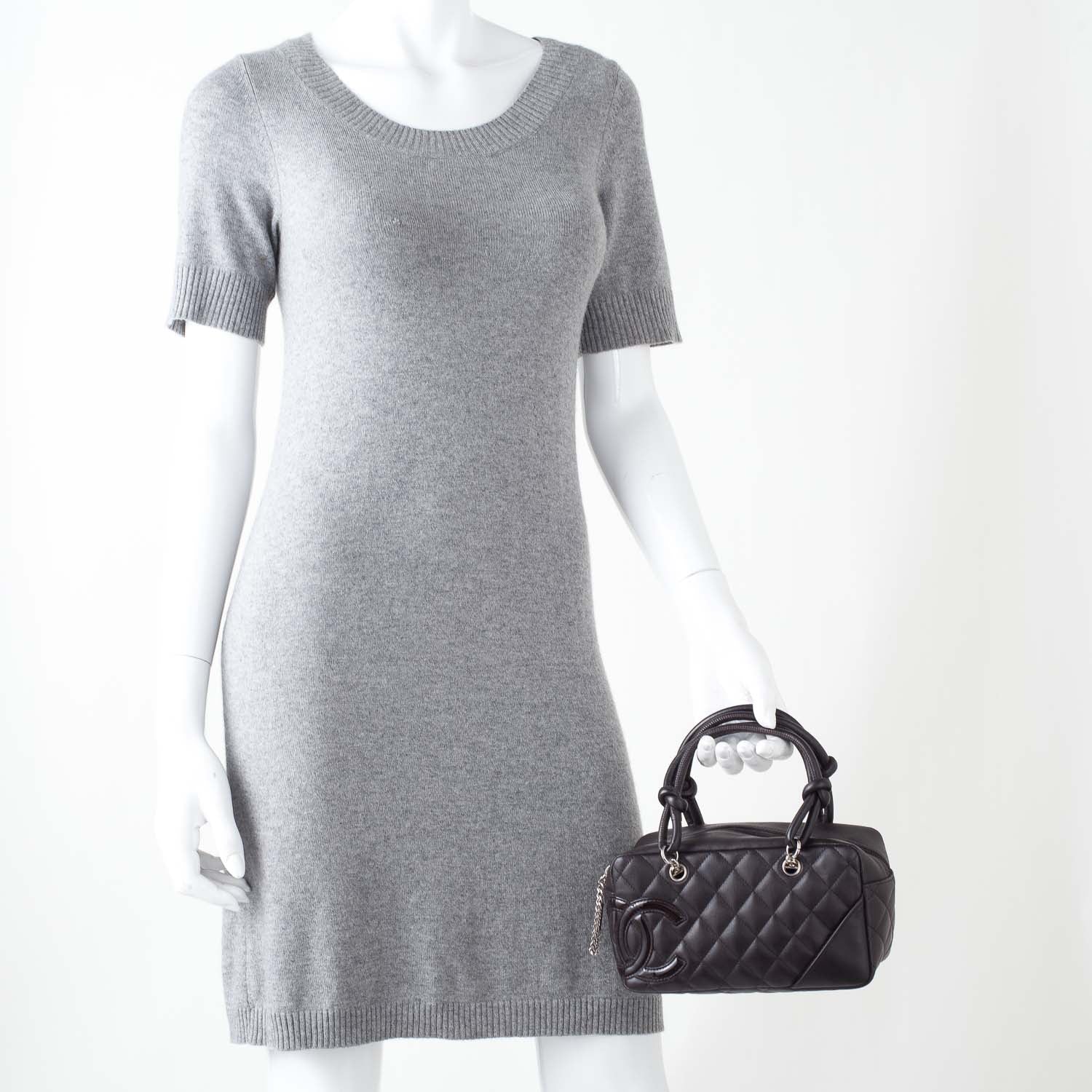 Chanel Calfskin Quilted Small Cambon Bowler Dark Brown 2 of 8