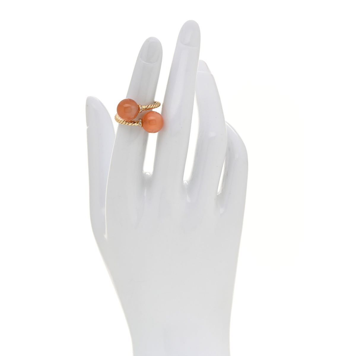 18K Yellow Gold Moonstone Diamond 10mm Solari Bypass Ring 54 7
