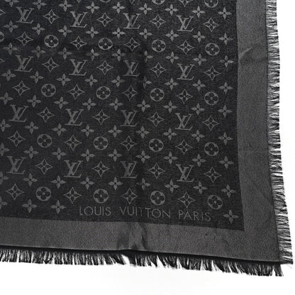 Louis Vuitton Silk Lurex Wool Monogram Shine Shawl Black 3 of 4