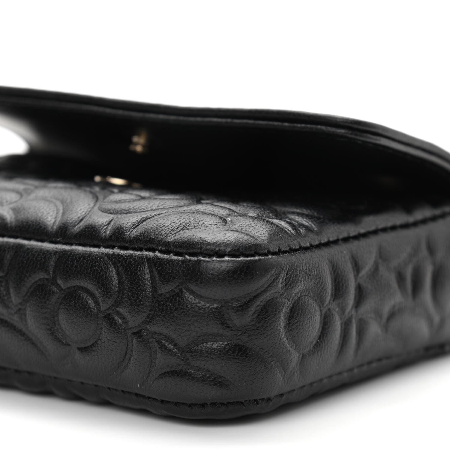 Chanel Lambskin Camellia Embossed Chain Belt Bag Black 11 of 12
