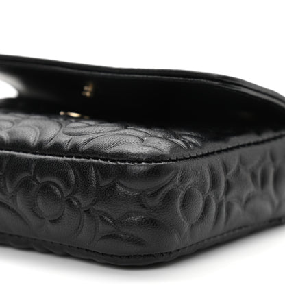 Chanel Lambskin Camellia Embossed Chain Belt Bag Black 11 of 12