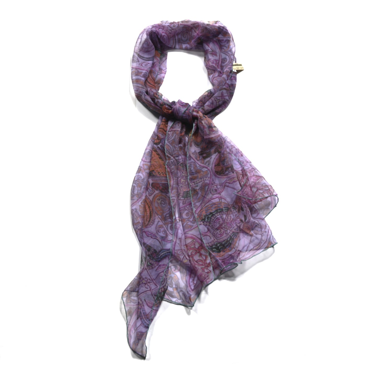 Silk Mousseline Imprimee La Charmante Aux Animaux Stole Rose Mauve Turquoise