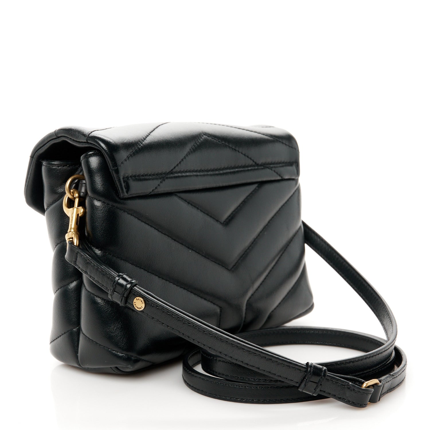 Saint Laurent Calfskin Y Quilted Monogram Toy Loulou Crossbody Bag Black 3 of 12