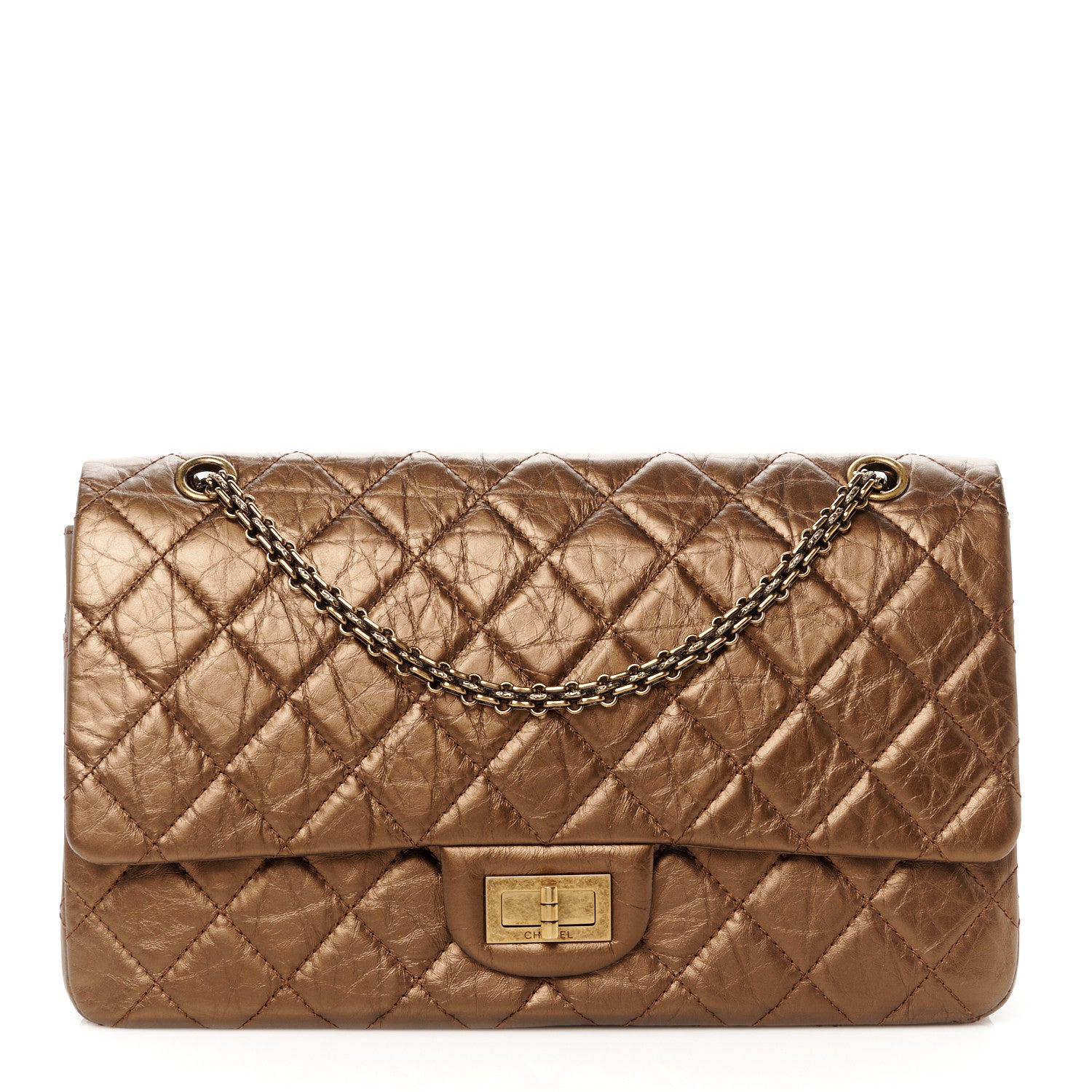 Chanel Metallic Aged Calfskin Quilted 2.55 Reissue 226 Flap Bronze 1 of 10