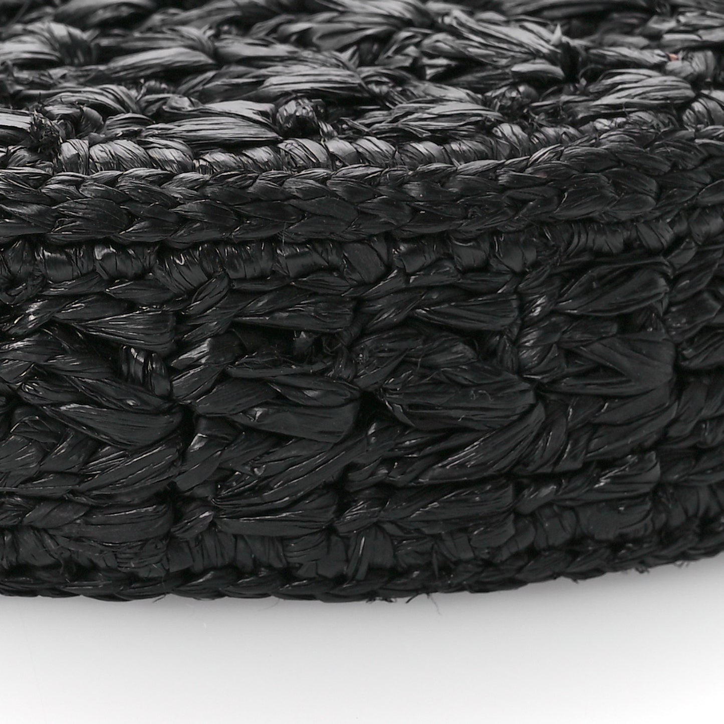Raffia Calfskin Triomphe Panier Hobo Bag Black