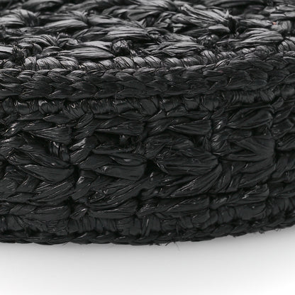 Celine Raffia Calfskin Triomphe Panier Hobo Bag Black 8 of 10