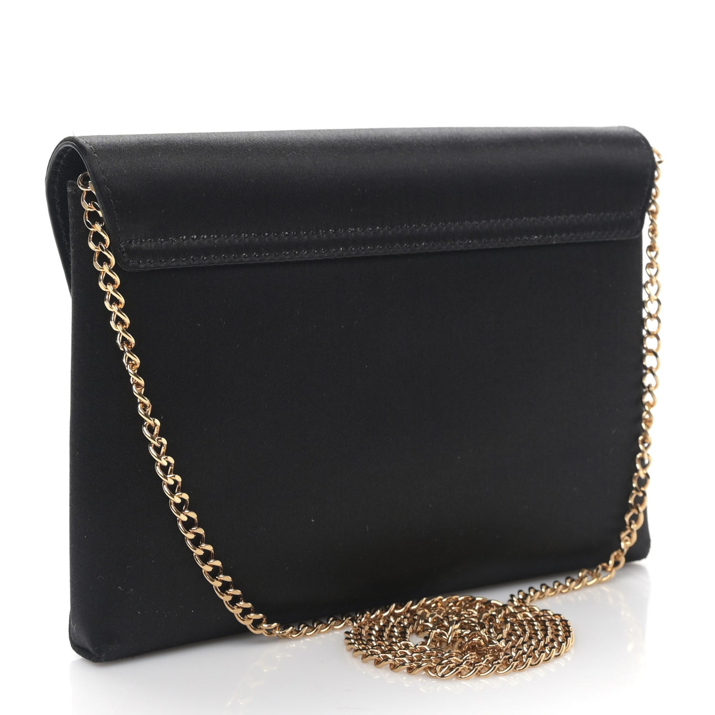 Satin Crystal La Medusa Pouch On Chain Black