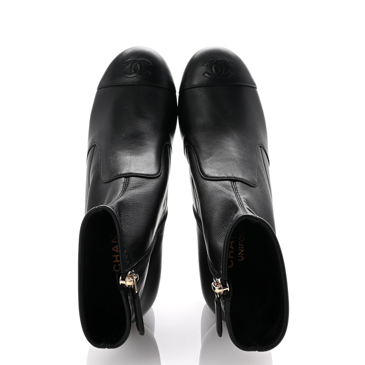 Chanel Stretch Lambskin Cap Toe CC Short Boots 38 Black 2 of 9