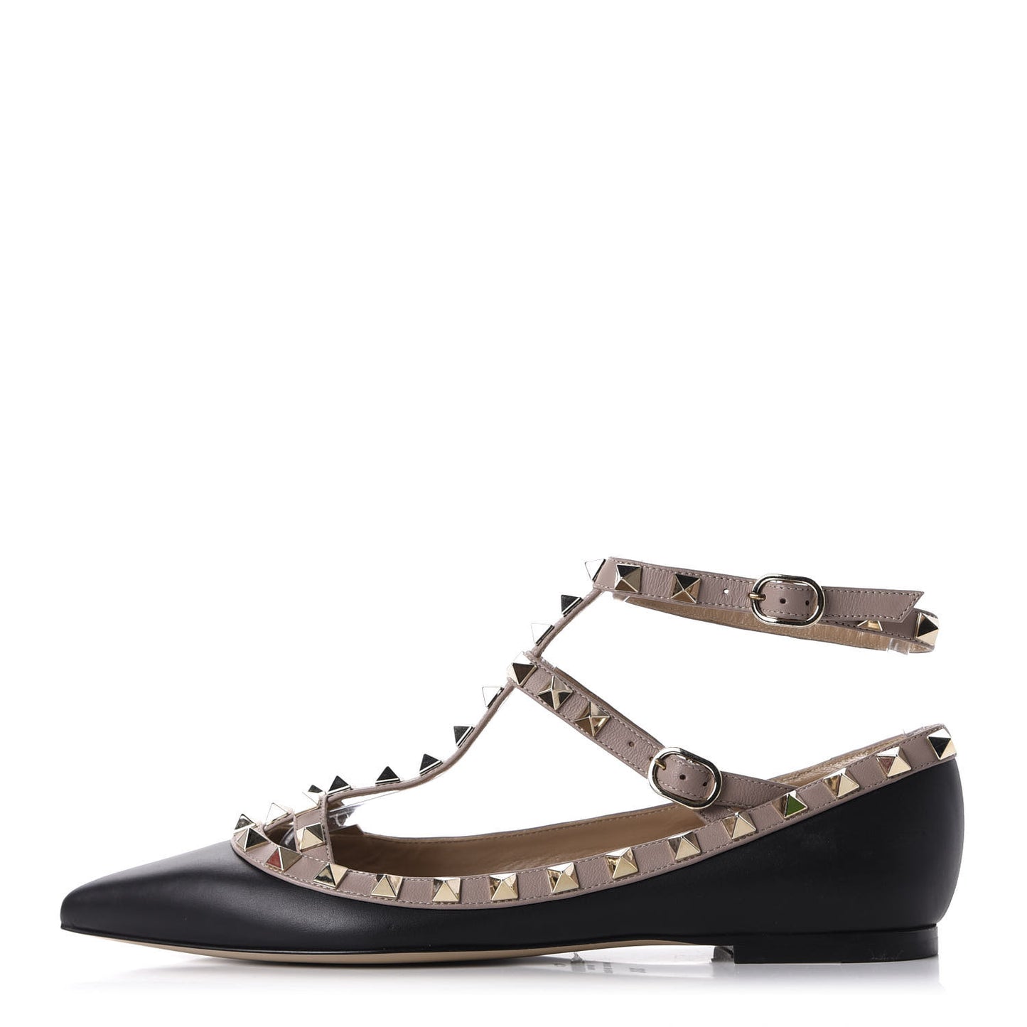 Nappa Rockstud Cage Ballerina Flats 36.5 Black Poudre