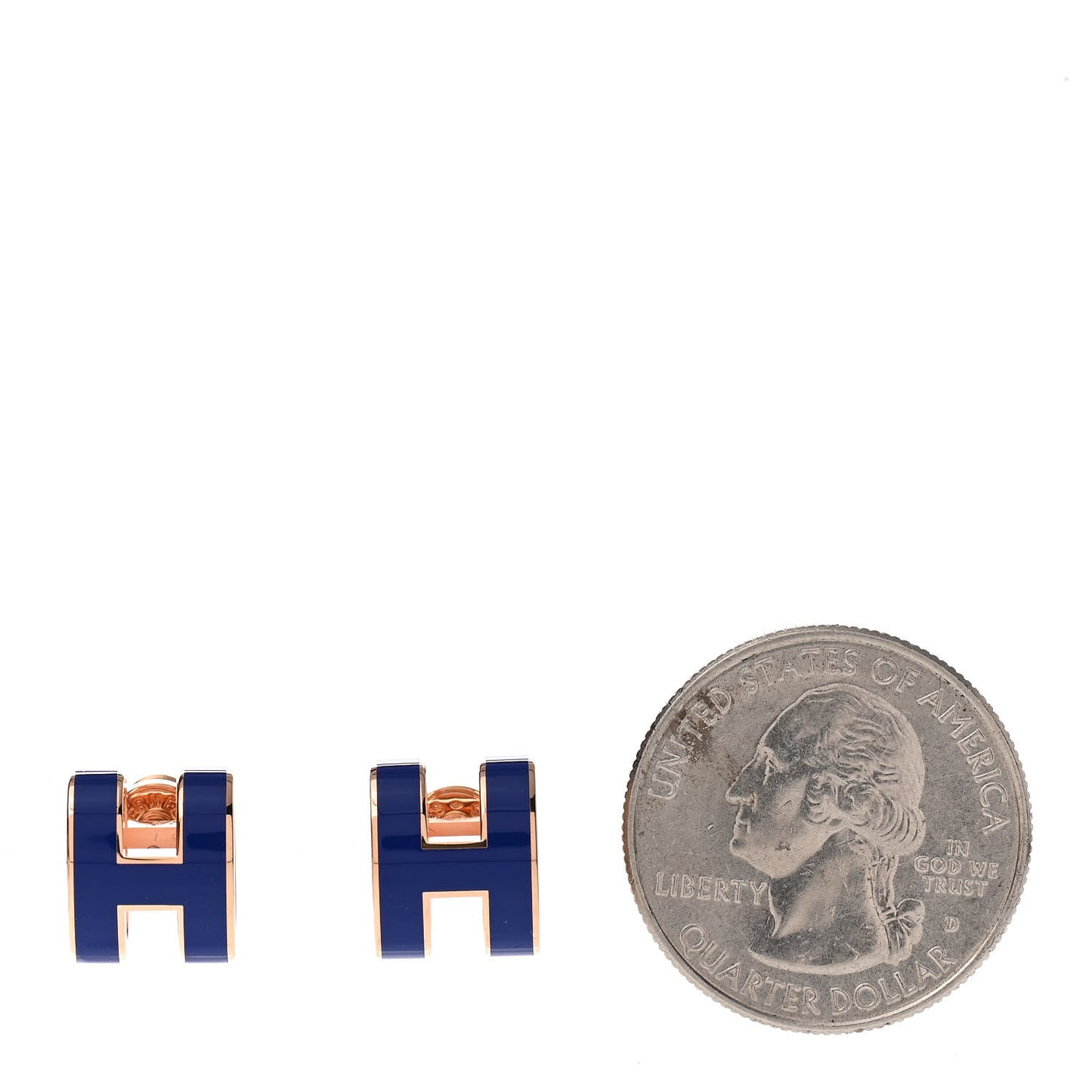 Rose Gold Lacquered Pop H Earrings Navy Bleu