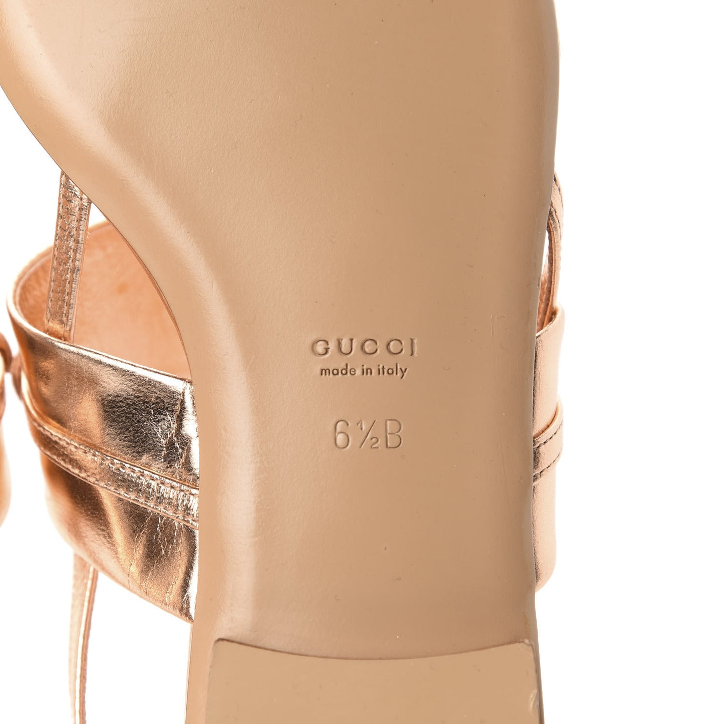 Metallic Calfskin Horsebit Thong Sandals 6.5 Rose Gold