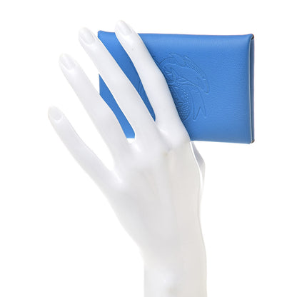 Hermes Swift Calvi Tattoo Card Case Bleu Hydra Gris Perle 2 of 8