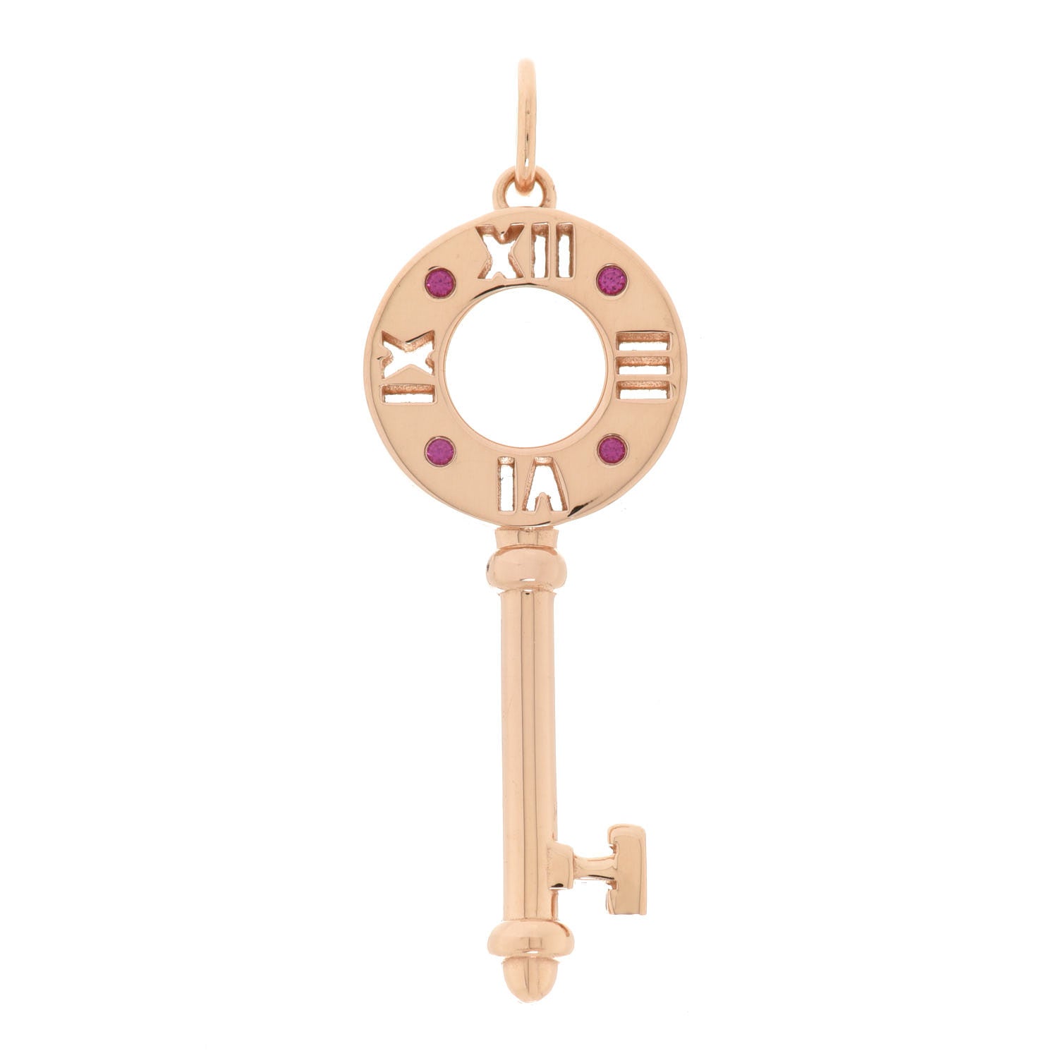 Tiffany 18K Yellow Gold Ruby Atlas Pierced Key Pendant 1 of 4