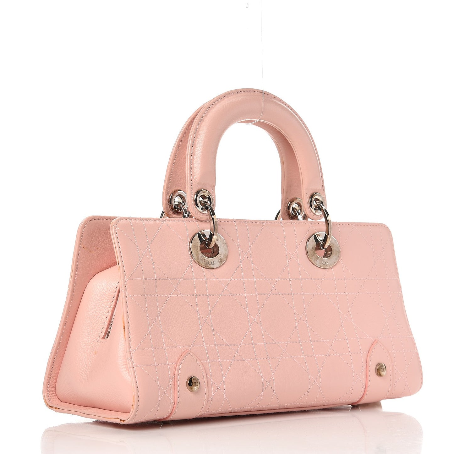 Calfskin Cannage Stitched Small East West Lady Dior Rose Clair
