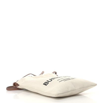 Burberry Cotton Canvas Horseferry Print Small Drawcord Pouch White Tan 4 of 9