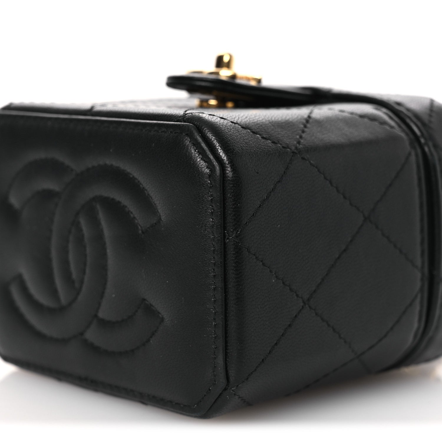 Chanel Lambskin Quilted Vanity Clutch With Chain Black 9 of 11