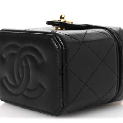Chanel Lambskin Quilted Vanity Clutch With Chain Black 9 of 11