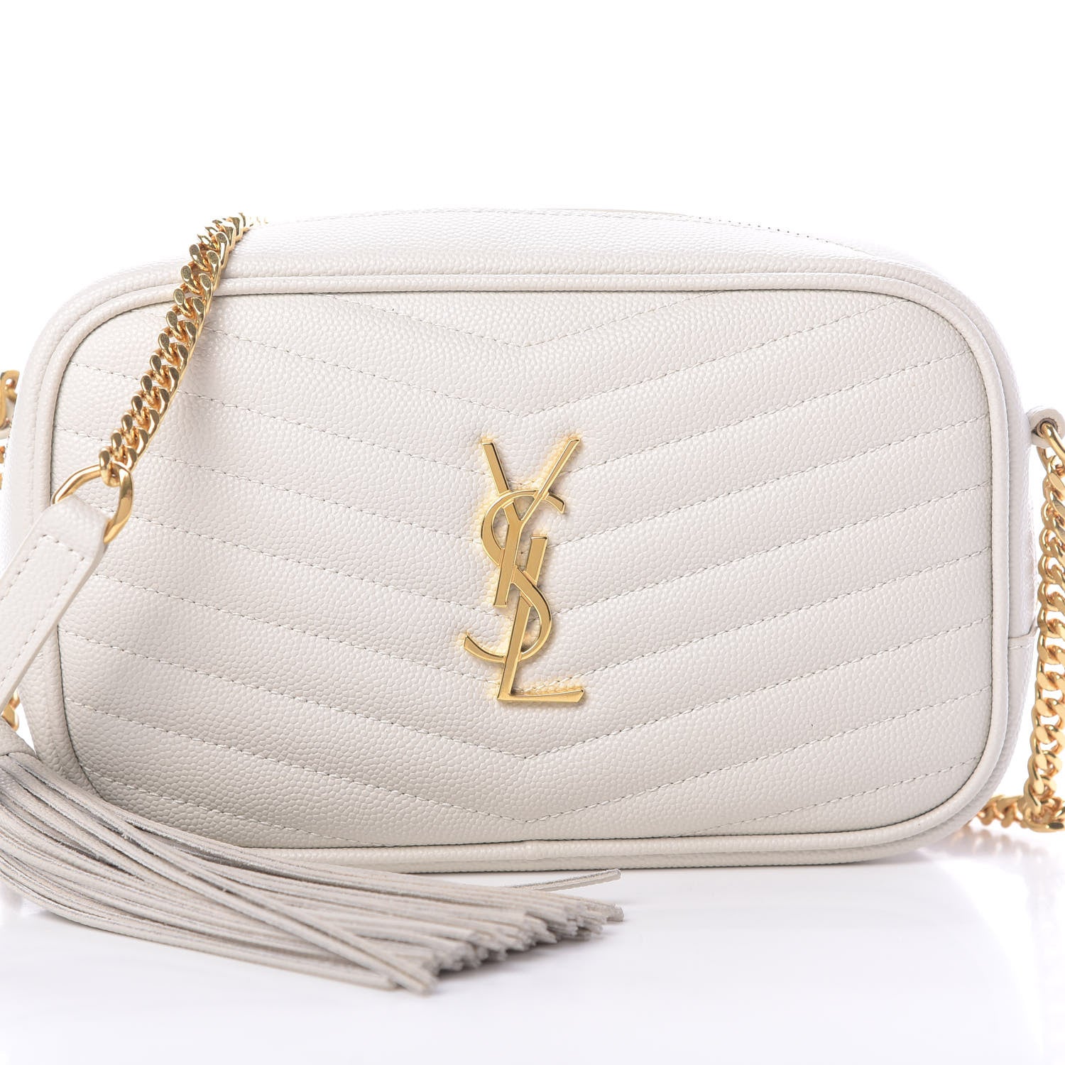 Saint Laurent Grain De Poudre Matelasse Monogram Mini Lou Camera Bag Crema Soft 8 of 11