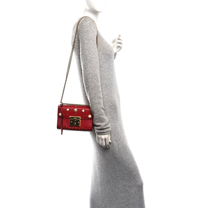 Gucci Calfskin Studded Small Padlock Shoulder Bag Hibiscus Red 2 of 10