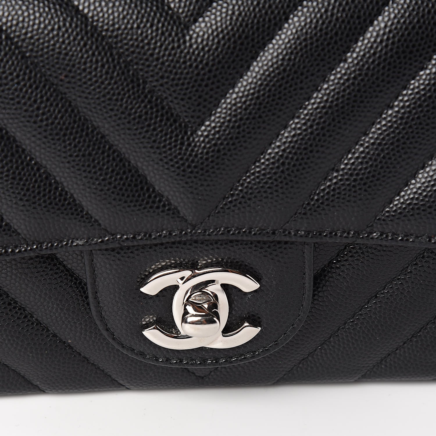 Chanel Caviar Chevron Quilted Mini Rectangular Flap Black 11 of 12