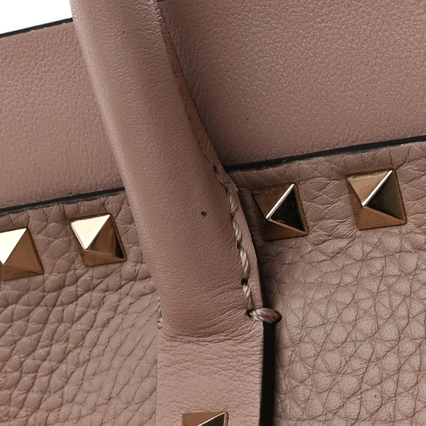 Pebbled Calfskin Small Rockstud Double Handle Bag Poudre