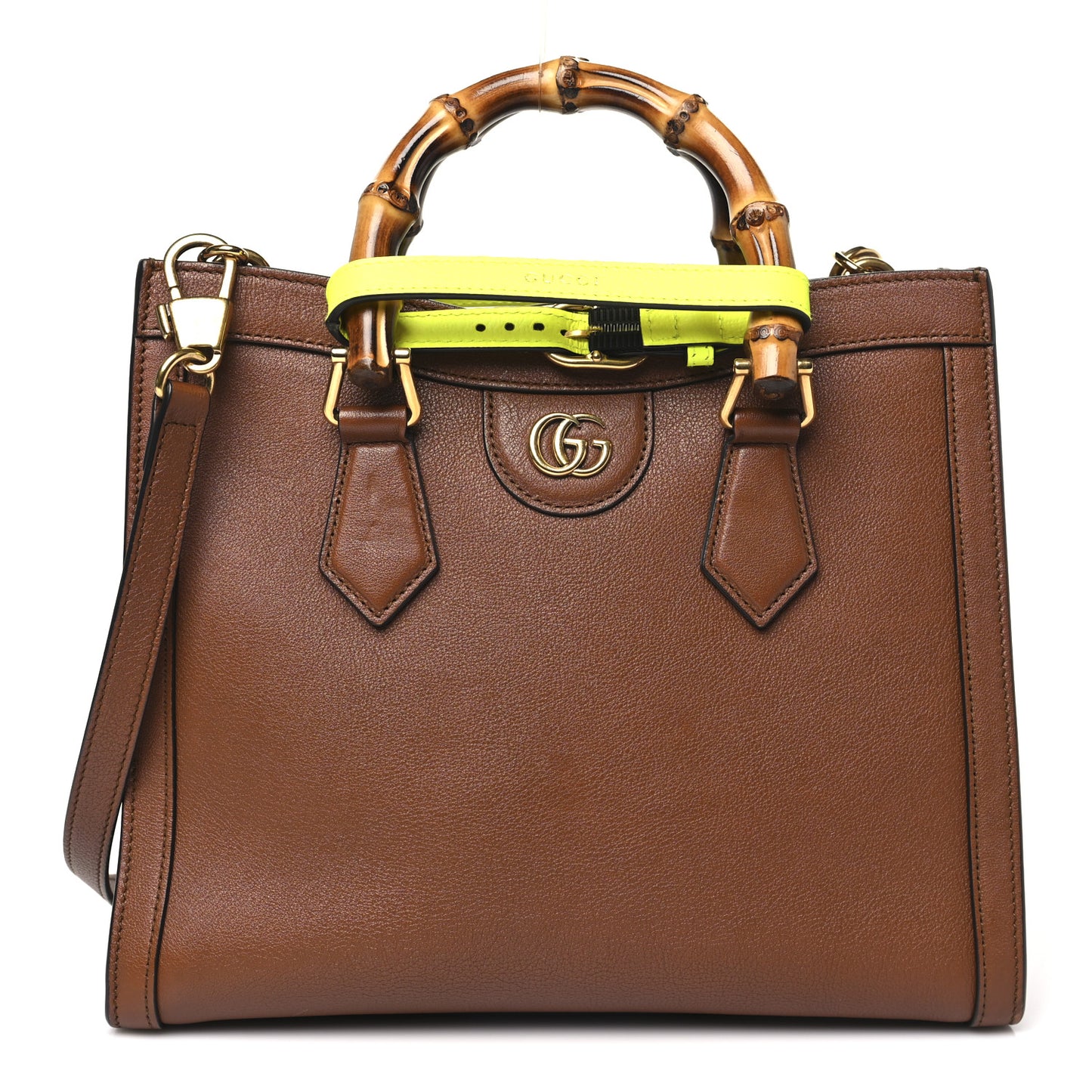 Wonka Grain Calfskin Small Diana Tote Bag Cuir Yellow Fluo