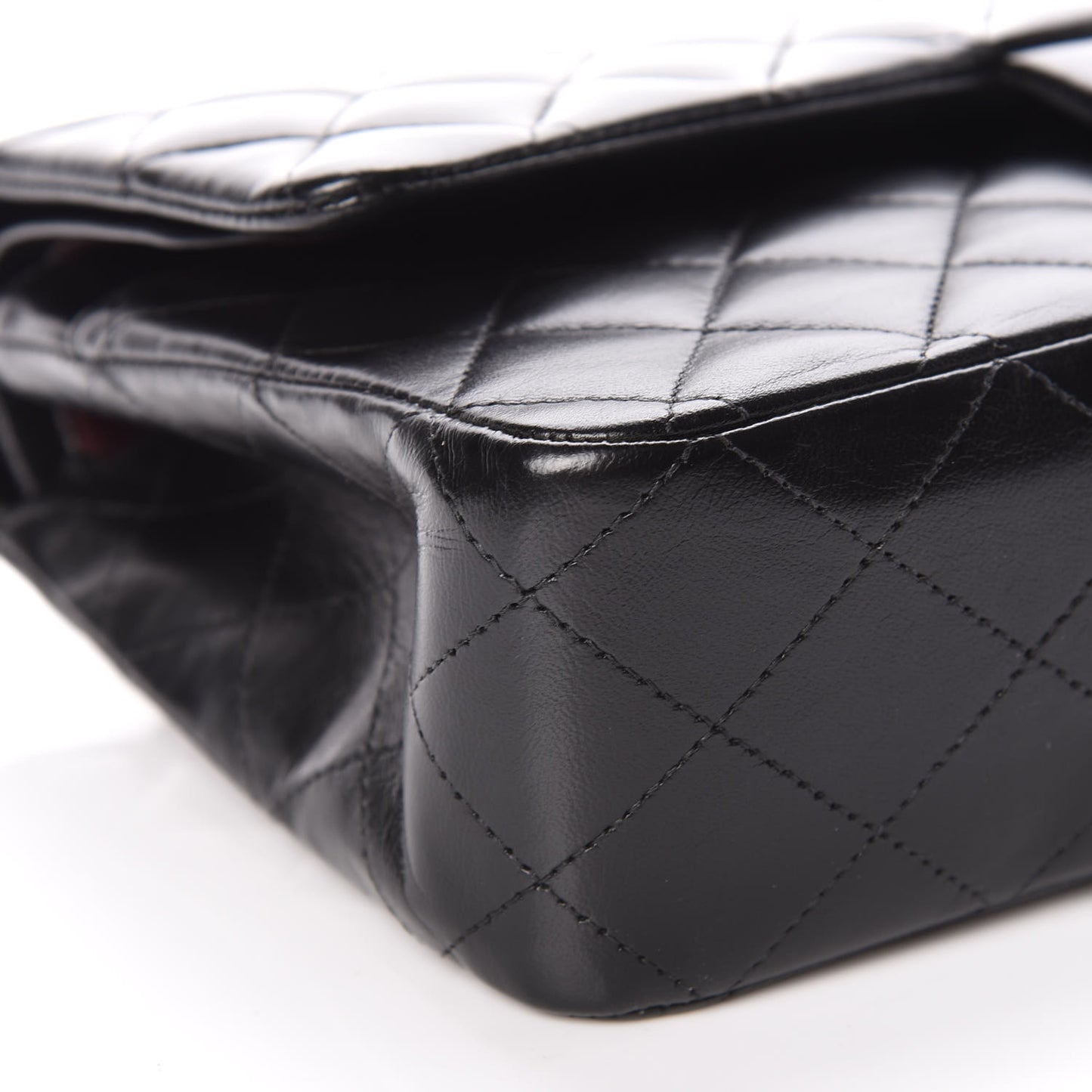 Lambskin Quilted Medium Double Flap Black
