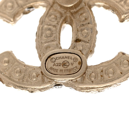 Chanel Metal Graduated Pearl Crystal CC Earrings Light Gold 4 of 5