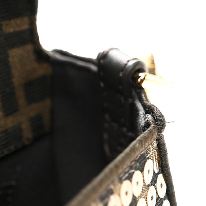 Fendi Fabric Jacquard Paillettes Vitello Seta FF 1974 Baguette Testa di Moro Real Ebano 10 of 10