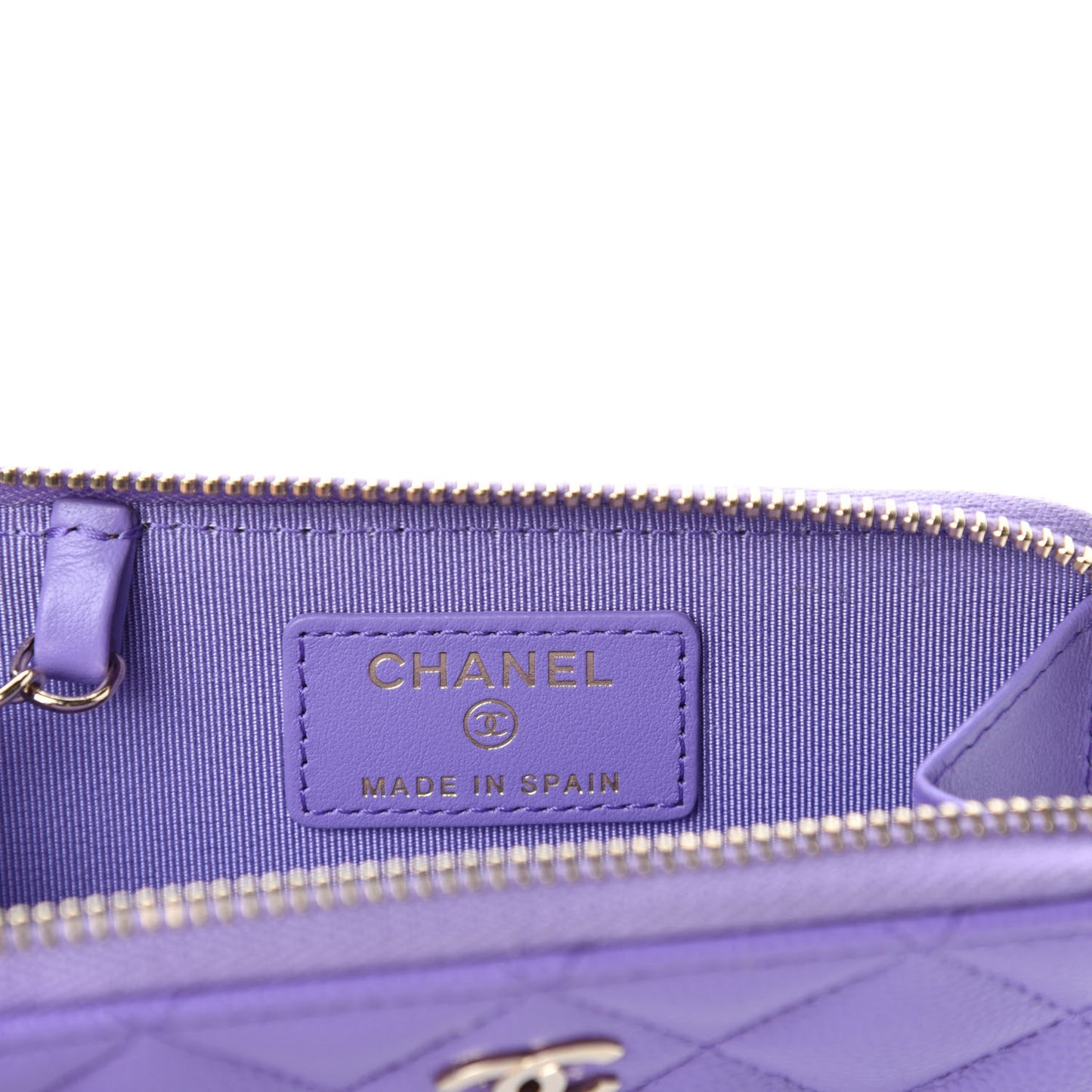 Caviar Quilted Zipped Key Holder Case Purple