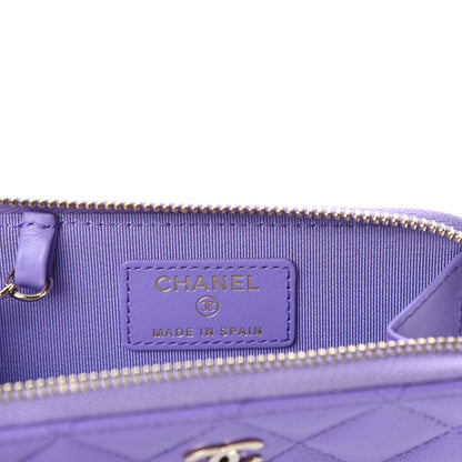 Chanel Caviar Quilted Zipped Key Holder Case Purple 10 of 12