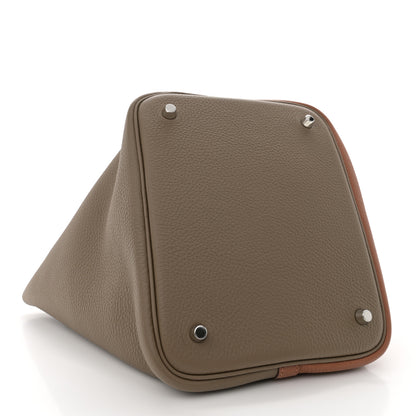 Hermes Taurillon Clemence Casaque Picotin Lock 22 Gold Etoupe Nata 4 of 12