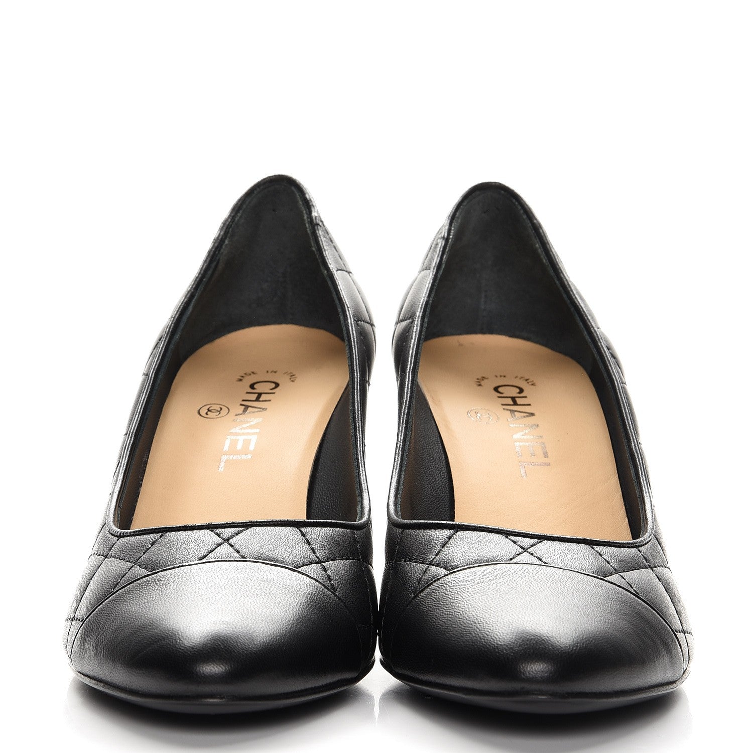 Chanel Lambskin Quilted Cap Toe Pumps 38.5 Black 3 of 9
