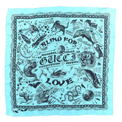 Gucci Silk Noodle Take Out Scarf Turquoise Blue 1 of 4