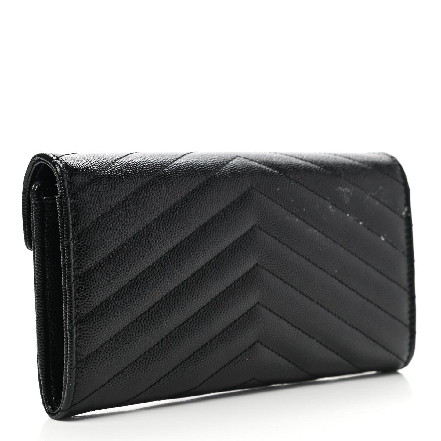 Grain De Poudre Matelasse Chevron Monogram Flap Wallet Black
