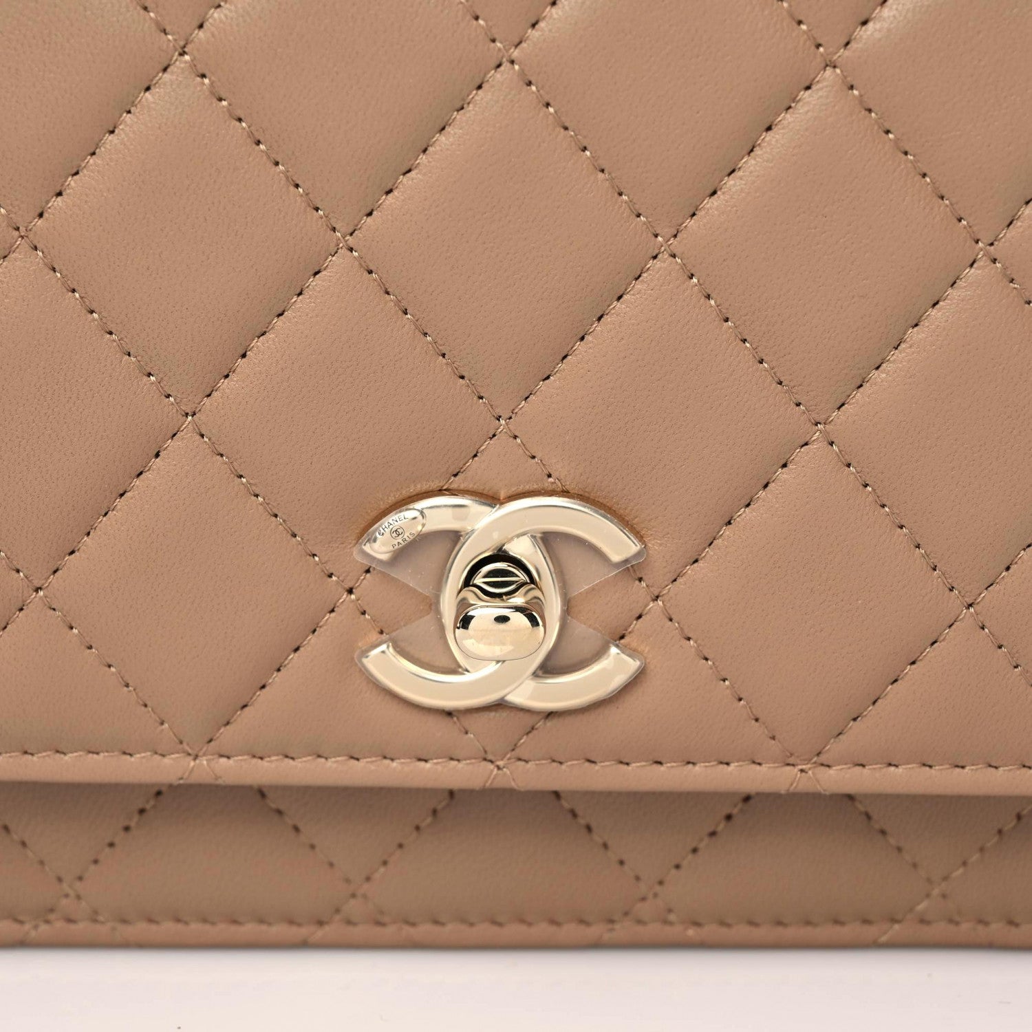 Chanel Lambskin Quilted Trendy CC Wallet On Chain WOC Beige 11 of 13