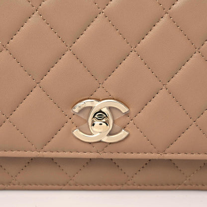 Chanel Lambskin Quilted Trendy CC Wallet On Chain WOC Beige 11 of 13